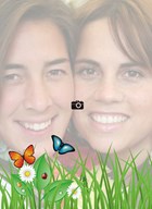 fotokaart met gras bloem en vlindertjes